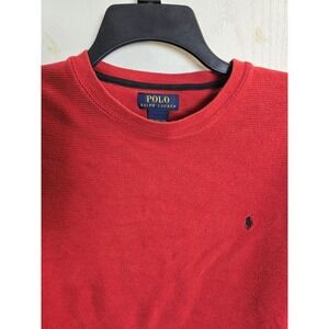 Polo Ralph Lauren Men's‎ 2XL XXL Red Waffle Knit Thermal Pony Logo Crewneck
